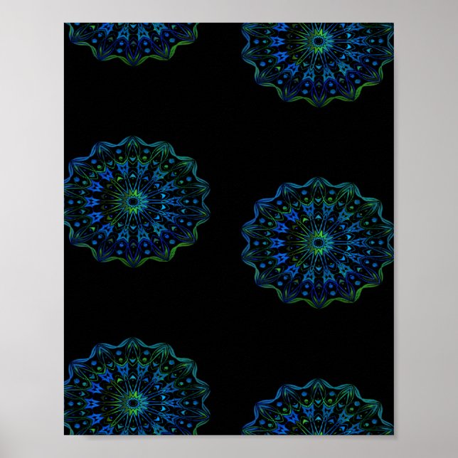 Póster Mandala verde azul (Frente)