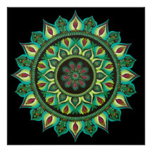 Mandala verde elegante | Bohemian Zen Minimalista
