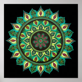 Póster Mandala verde elegante | Bohemian Zen Minimalista