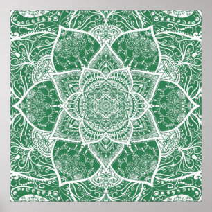 Póster Mandala verde y blanca - Loergans en Rosemary