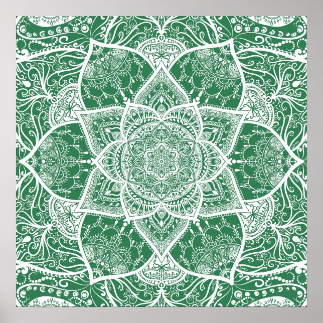 Póster Mandala verde y blanca - Loergans en Rosemary (Frente)