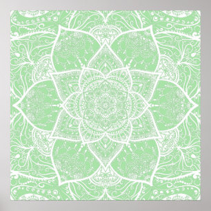 Póster Mandala verde y blanca - Loergans en Seafoam