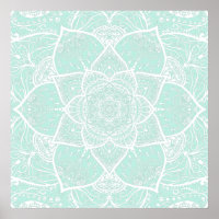 Mandala verde y blanca - Loergans en vidrio marino