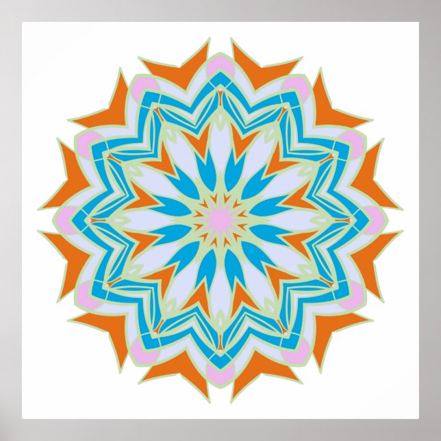 Póster Mandala vintage, Mandala floral. Mandala oriental. (Frente)