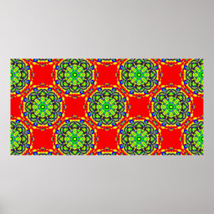 Póster mandala vintage tribal seamless pattern illustrati