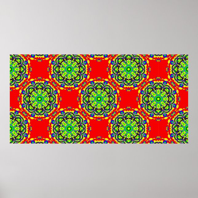 Póster mandala vintage tribal seamless pattern illustrati (Frente)