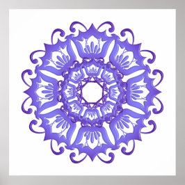 Póster Mandala violeta floral.