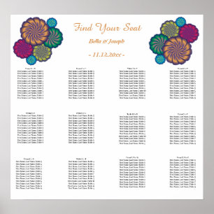 Póster Mandalas blancas florales modernas. Boda