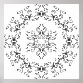 Póster Mandalas con florituras de hojas y adornos elegant