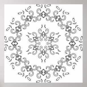 Póster Mandalas con florituras de hojas y adornos elegant