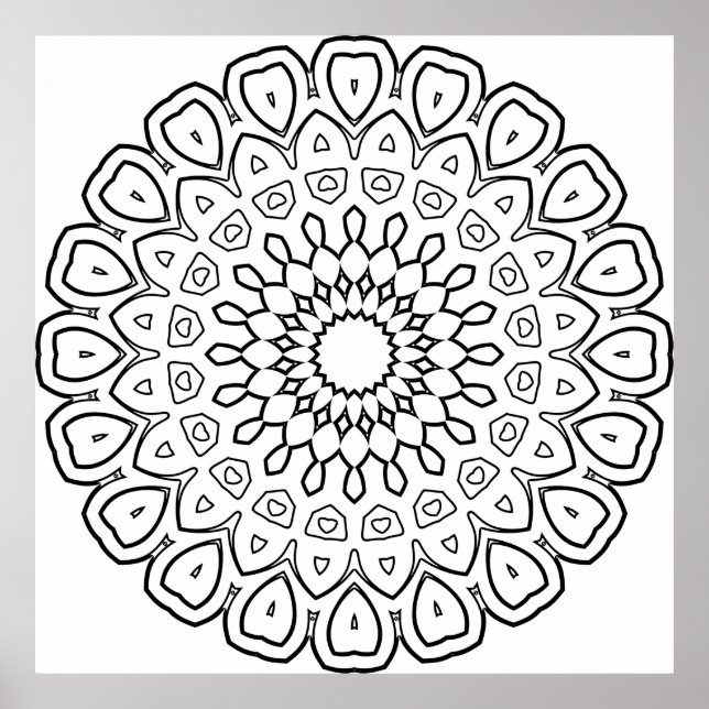 Póster Mandalas de Banda de Pétalos Geométricos con Simet (Frente)