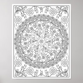 Póster Mandalas de Campanillas y Enredaderas para Colorea