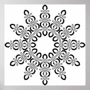 Póster Mandalas de Centro Abierto con Motivo Floral Repet