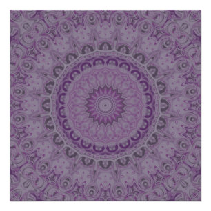 Póster Mandalas de ensueño en acuarela en tonos de púrpur
