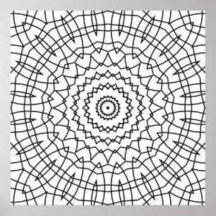 Póster Mandalas de espiral geométrica con líneas web angu