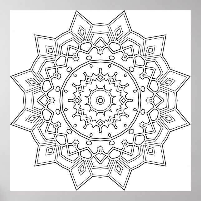 Póster Mandalas de Estrella de Pétalos en Capas con Acent (Frente)