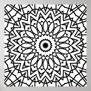 Póster Mandalas de Estrella de Pétalos en Capas con Diseñ