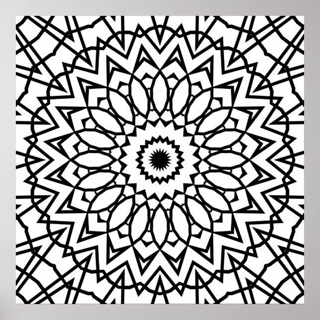 Póster Mandalas de Estrella de Pétalos en Capas con Diseñ (Frente)