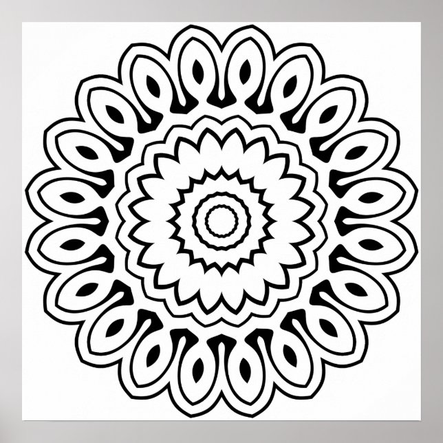 Póster Mandalas de explosión de pétalos en capas con líne (Frente)
