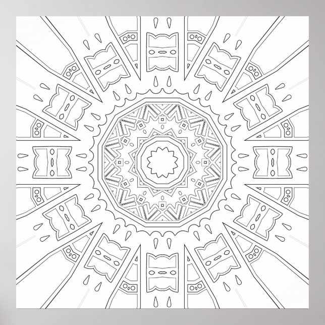 Póster Mandalas de explosión solar geométrica con motivos (Frente)