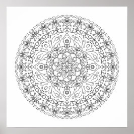 Póster Mandalas de Flores para Colorear para Adultos