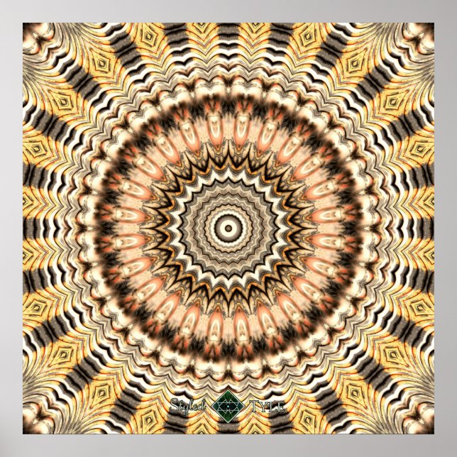 Póster Mandalas de Ondas Doradas (Frente)
