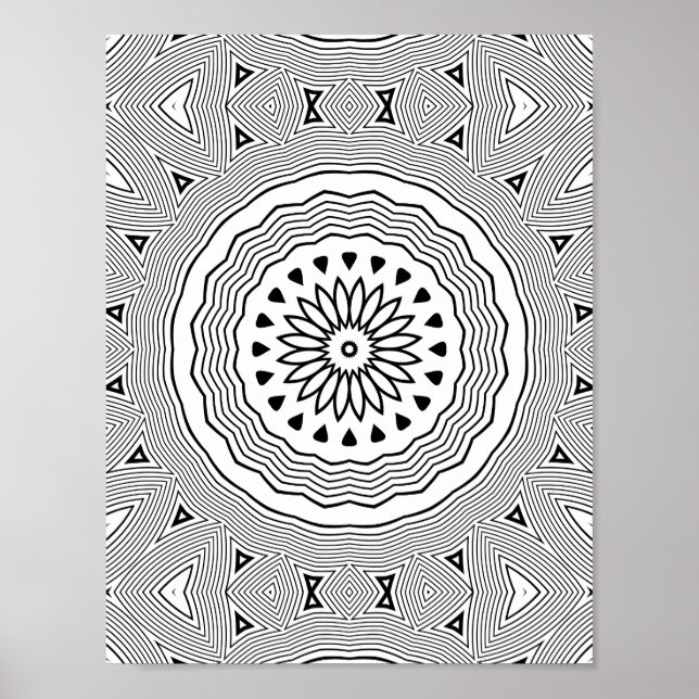 Póster Mandalas de Ondas Hipnóticas con Capas Geométricas (Frente)