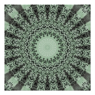 Póster Mandalas de Verde Salvia con Patrón Inspirado en H