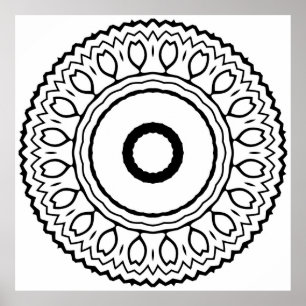 Póster Mandalas Florales Concéntricas con Borde de Halo e