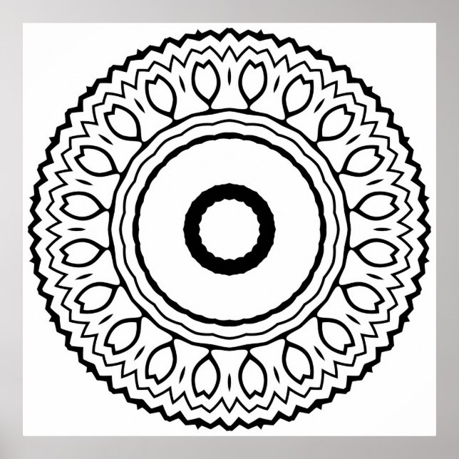 Póster Mandalas Florales Concéntricas con Borde de Halo e (Frente)