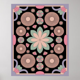 Póster Mandalas Florales Retro Pastel Simetría