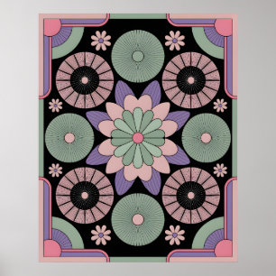 Póster Mandalas Florales Retro Pastel Simetría