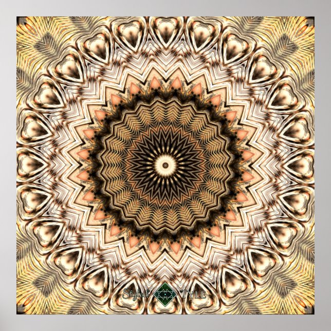 Póster Mandalas Ondas Doradas 2 (Frente)