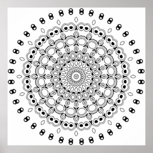 Póster Mandalas ornamentados en capas con detalles de hoj
