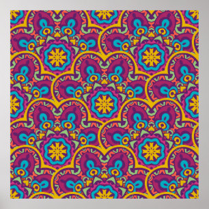 Póster Mandalas repiten desi de etnia india tribal