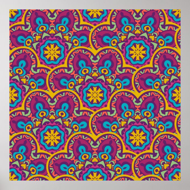Póster Mandalas repiten desi de etnia india tribal (Frente)