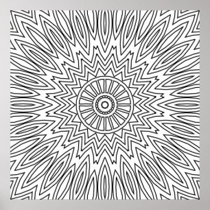 Póster Mandalas Zigzag Explosión Solar con Patrón de Líne