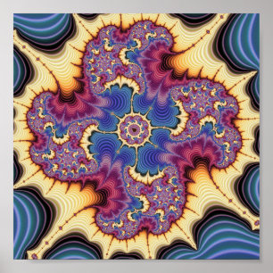 Póster Mandalbrot Fractal Geométrico Psicodélico Medallón