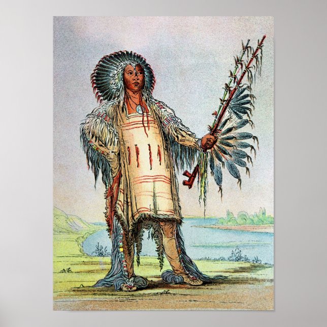 Póster Mandan Indian Ha-Na-Tah-Muah, jefe del lobo (Frente)