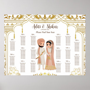 Póster Mandap dorado boda indio gráfico máximo 16