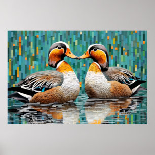 Póster Mandarin Duck Animal Bird Art Decor