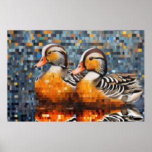 Póster Mandarin Duck Animal Bird Art Decor