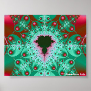 Póster Mandelbrot rojo y verde