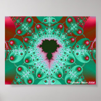 Póster Mandelbrot rojo y verde
