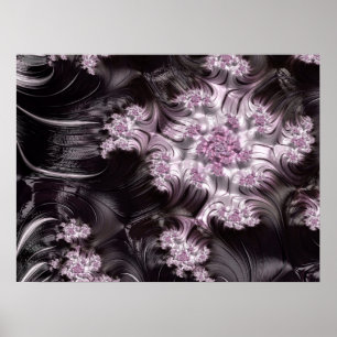 Póster Mandelbrot Set Fractal Digital Art Pink & Black