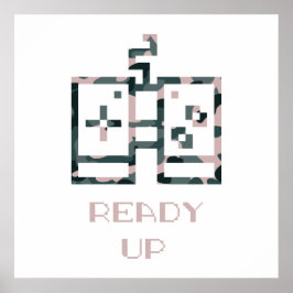 Póster Mando de videojuegos de camuflaje rosa Ready Up Ga
