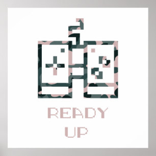 Póster Mando de videojuegos de camuflaje rosa Ready Up Ga