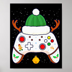 Póster Mando de videojuegos para jugador de Navidad 