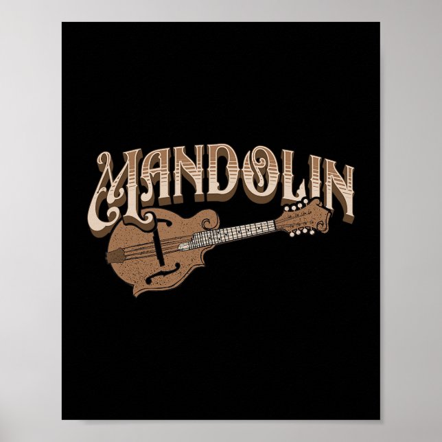 Póster Mandolin Bluegrass Folk Music Mandolin Player Musi (Frente)
