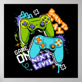 Póster Mandos de juego Graffiti  Gaming Nacido Para Jugar